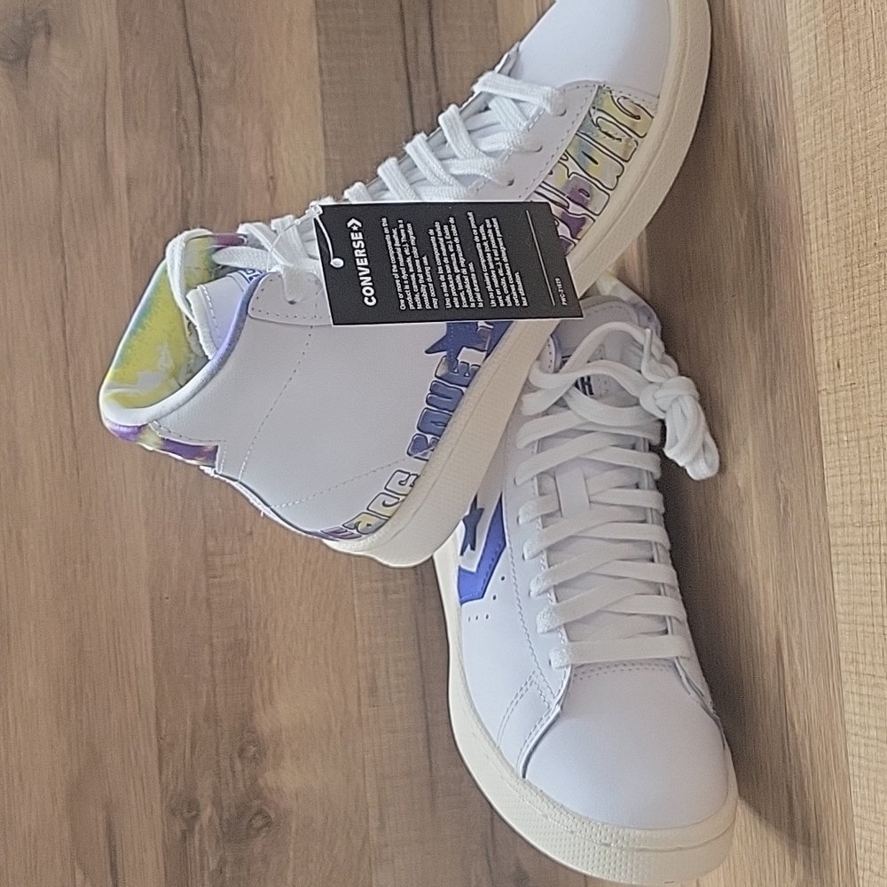 Converse Kids High-Top Sneakers - White with Blue Accents - Picture 5 of 14